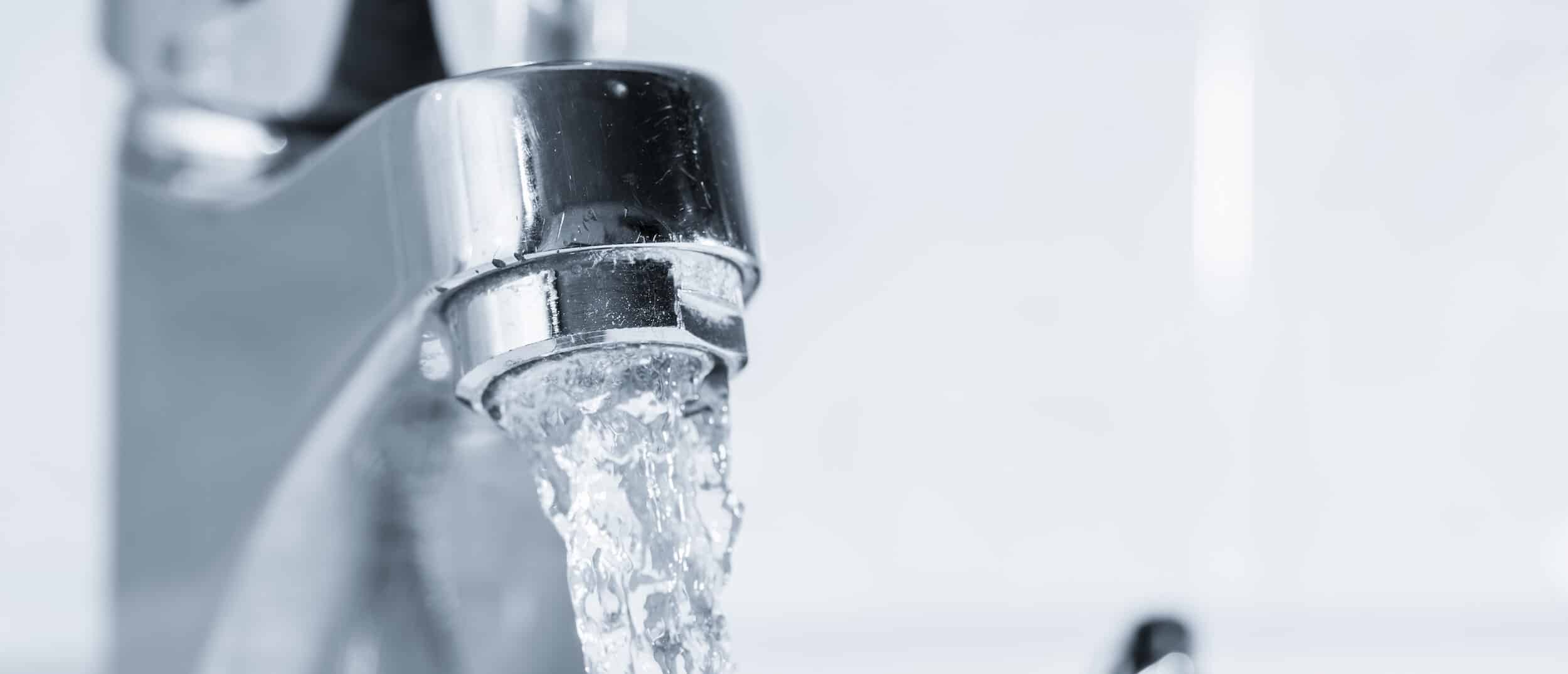 Water running from faucet